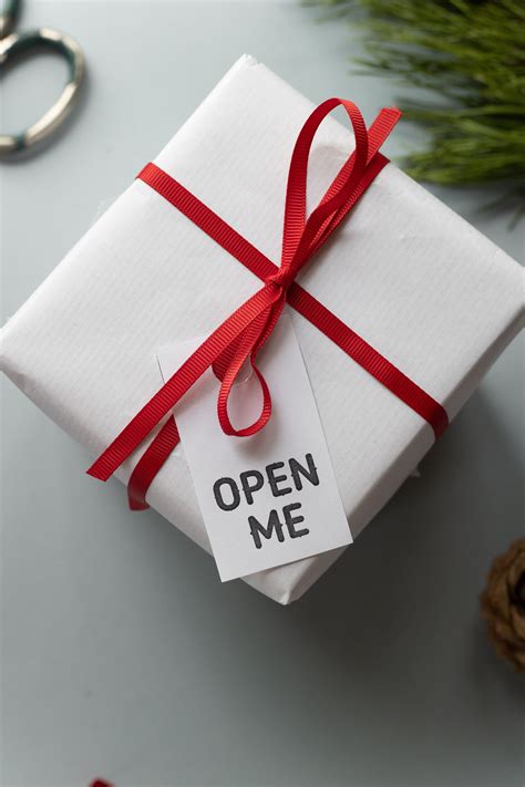 present box  open  inscription  tag  stock photo
