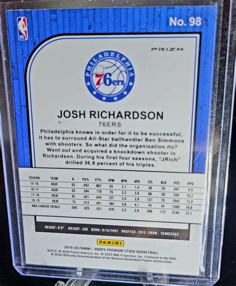 2019 20 Hoops Premium Stock Prizms Purple Disco 98 Josh Richardson EBay