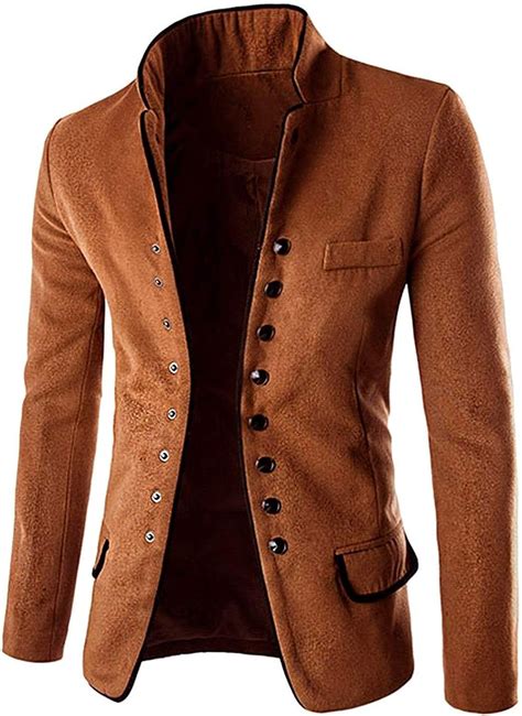 Laisla Fashion Herren Stehkragen Sakko Business Anzug Slim Knopf