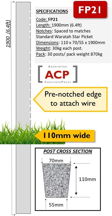 Fp M Ft Notched Concrete Fence Post