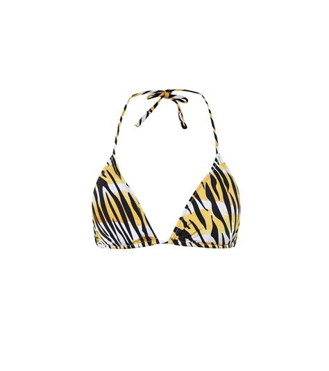 Love Tiger Print Bikini Top In Yellow Reina Olga Mytheresa
