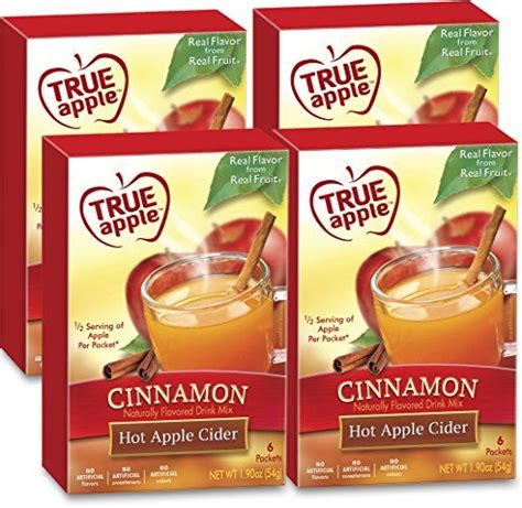 True Apple Hot Apple Cider Cinnamon 4 Boxes 24ct Total Drink Mix