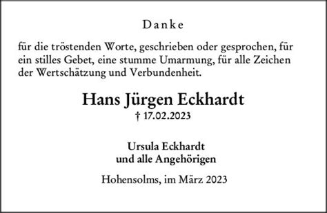 Traueranzeigen von Hans Jürgen Eckhardt vrm trauer de