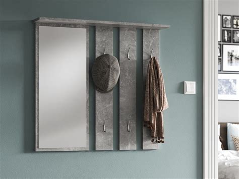 Porte Manteau Mural April Gris B Ton Six Pat Res Et Miroir Gris Trend