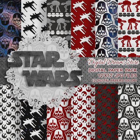 Star Wars Paper Star WARS Dreams Digital Paper Patterns Scrapbooking