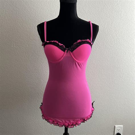 Hot Pink Ruffle Lingerie Top Sheer Lingerie Top By Depop