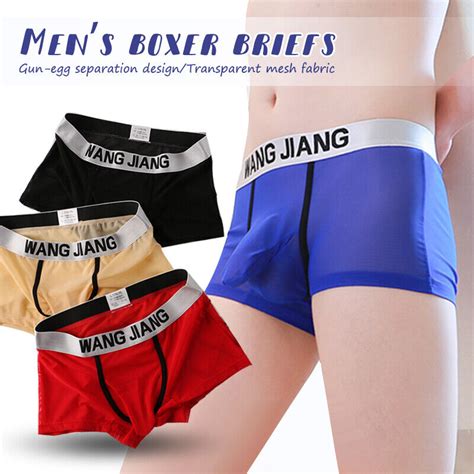 3 Pairs Men Mesh Elephant Nose Pouch Boxer Briefs Underwear Bikini Trunks Shorts EBay