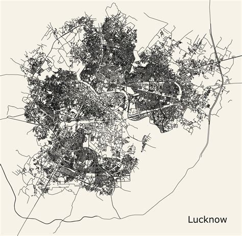 City road map of Lucknow, Uttar Pradesh, India 41335564 Vector Art at ...