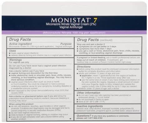 Monistat 7 Day Yeast Infection Treatment Miconazole Nitrate Vaginal Cream 1 59oz