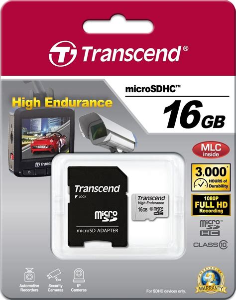 Карта памяти micro SDHC 16GB Transcend High Endurance TS16GUSDHC10V