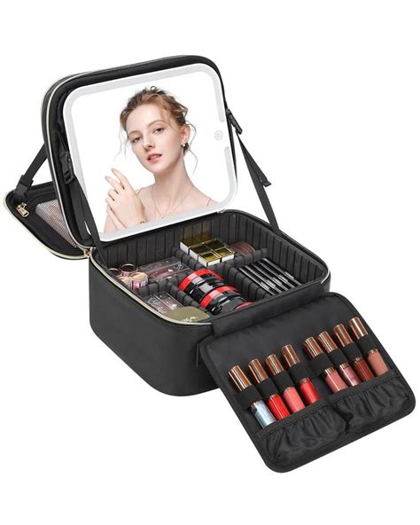 Travel Makeup Bag with LED Mirror, Makeup Case with Lighted Mirror Dual ...