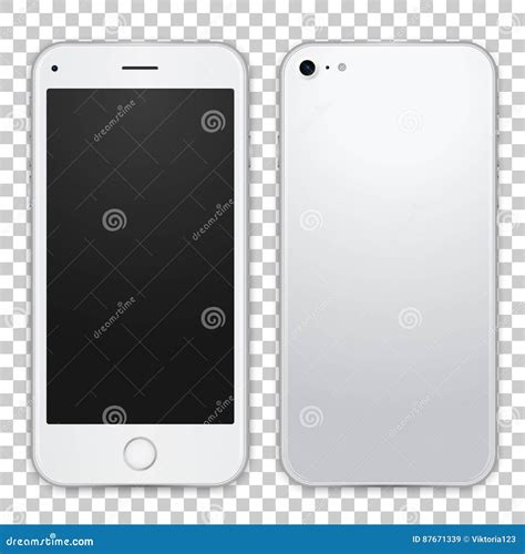 Smartphone Template Front And Black View Vector Realistic Illustration