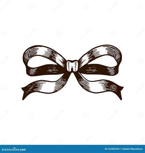 Line Art Bow Clipart. Vintage Ribbon Bow Tie on the White Isolated Background. Stock Vector ...