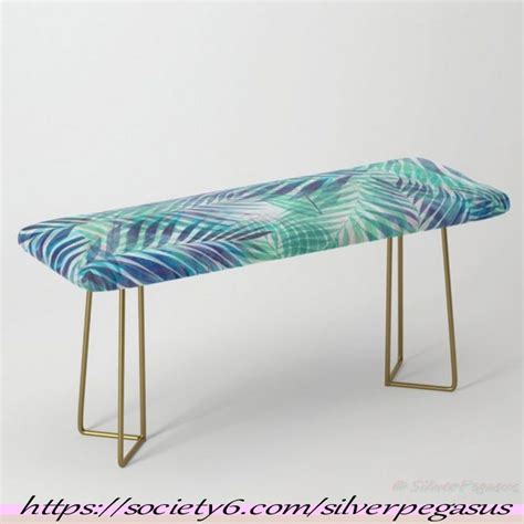 Silverpegasus Palm Leaves Indigo Green Bench By