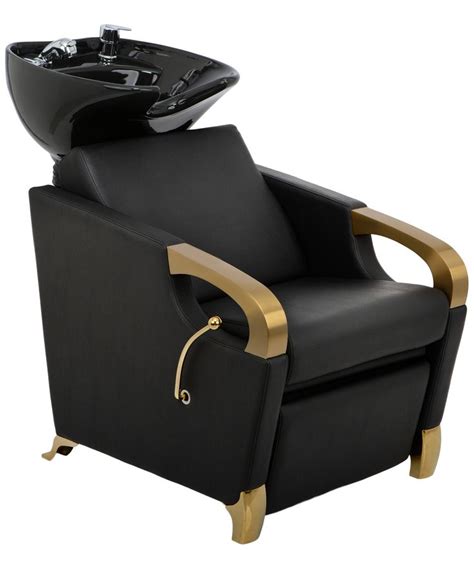 Luna Gold Shampoo Backwash Unit With Tilting Porcelain Shampoo Bowl For