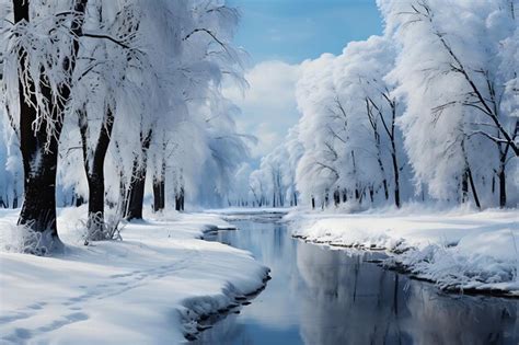 Premium AI Image | Winter Whisper Gentle Snowfall Scene