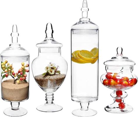 Myt Set Of 4 Large Classic Clear Glass Candy Buffet Apothecary Jars