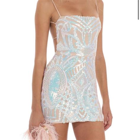 Lucy In The Sky Strappy Dress In Nude Iridescence Depop