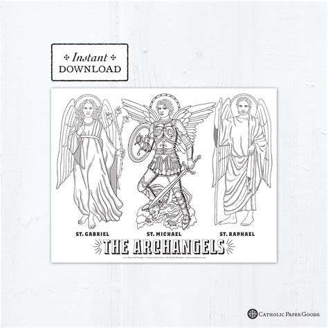 Archangels St Michael St Gabriel St Raphael Coloring Page Saints