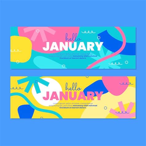 Free Vector Flat January Horizontal Banners Set