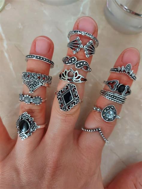 Vintage Boho Ring Set 15pcs Rings Vintage Ring Set Boho Ring Set Vintage Jewelry Boho