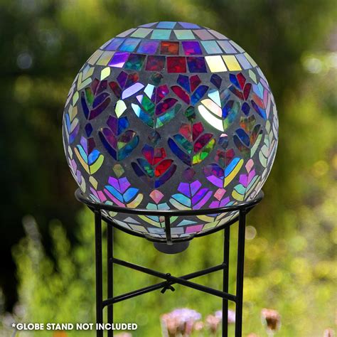 Alpine Corporation Mosaic Peacock Gazing Ball Iridescent Glass 10in Model Gbt118 Northern Tool