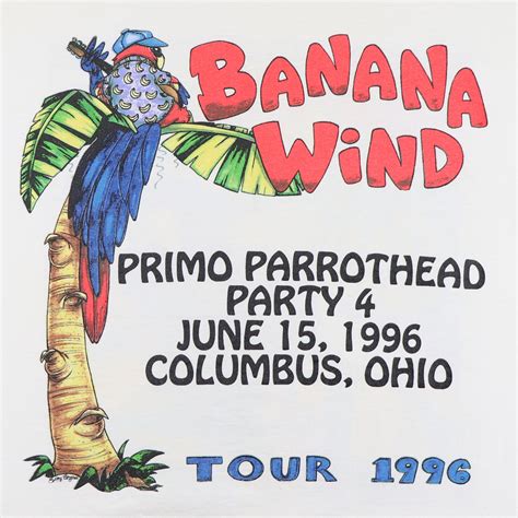 1996 Jimmy Buffett Banana Wind Tour Shirt Wyco Vintage