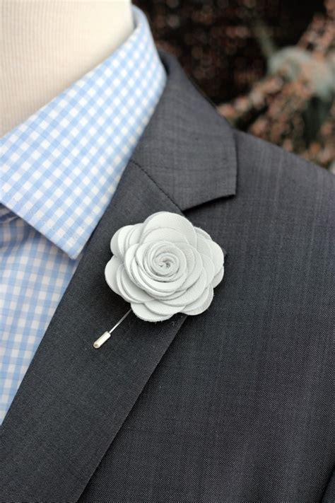 Big White Leather Lapel Rose Pin Mens Lapel Flower Stick Etsy