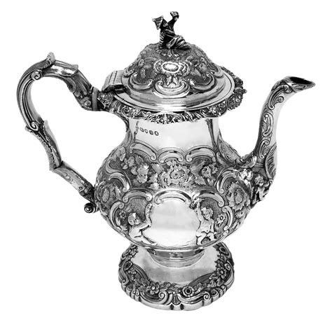 Georgian Antique Silver 4 Piece Tea And Coffee Set 1824 Teapot Coffee