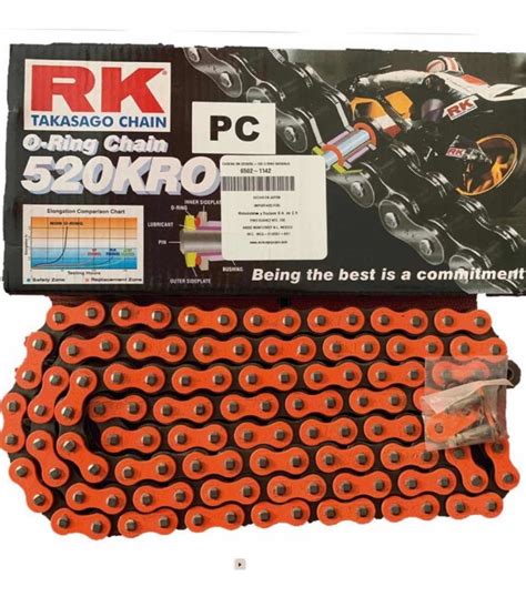 Cadena Rk Paso 520 Naranja O Ring Ktm R3 Dominar Meses Sin Intereses