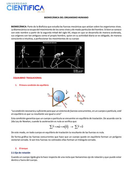 Biomec Nica Del Organismo Humano Biomecnica Del Organismo