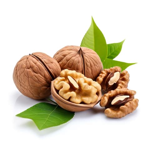 Magnificent Walnuts Isolated On White Background Premium Ai Generated