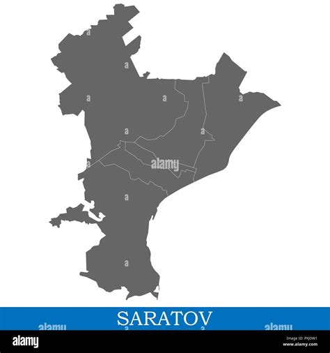 high quality map  saratov   city  russia  borders  districts stock vector image