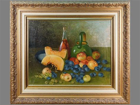 Картина в раме. Неизвестный художник, «Натюрморт со сливами», холст ...