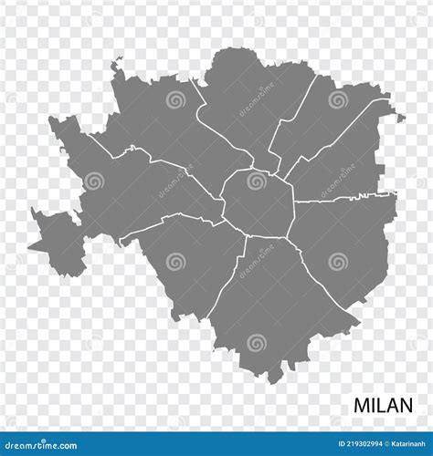 High Quality Map of Milan is a City in Italy, with Borders of the
