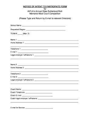 Fillable Online Notice Of Intent To Participate Form Fax Email Print