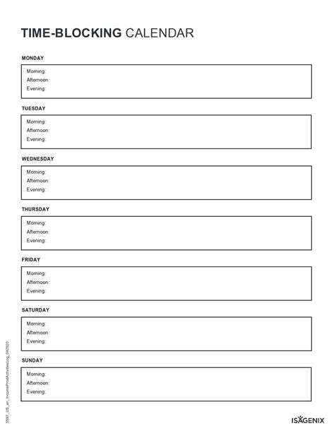 Printable Time Blocking Templates Free Templatelab