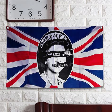 Jual Postern Kain Bendera God Save The Queen Sex Pistols Bendera English Rock Band Bahan Satin