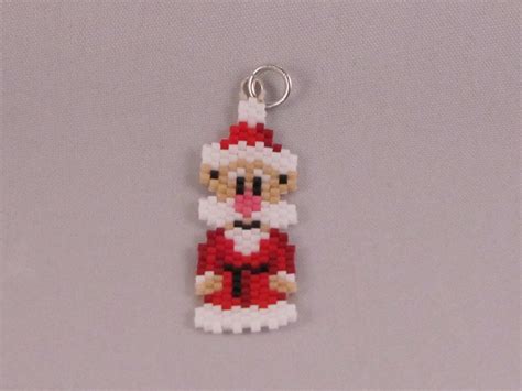 Santa Claus Brick Stitch Pendant By Beadingbeecreations On Etsy