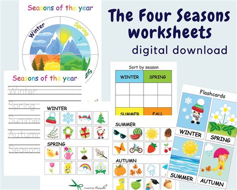 Seasons Worksheets for Preschool and Kindergarten, Four Seasons Circle ...