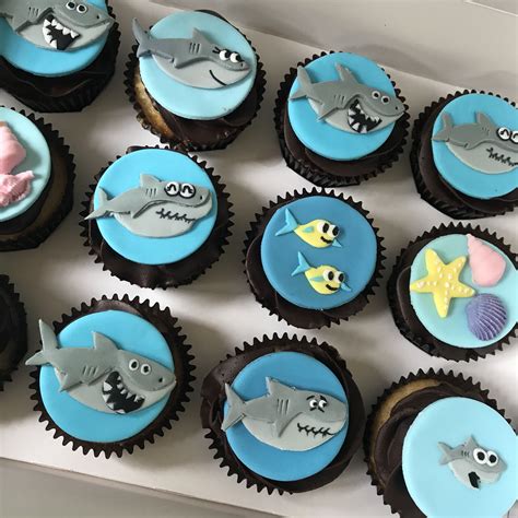 Baby Shark Themed Cupcakes Baby Shark Shark Birthday Party Shark