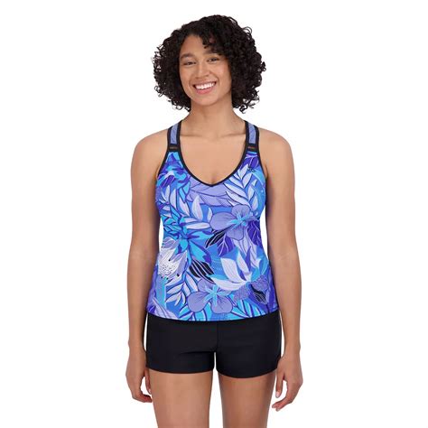 Womens Zeroxposur Upf 30 Mist O Ring Action Swim Tankini Size Xs