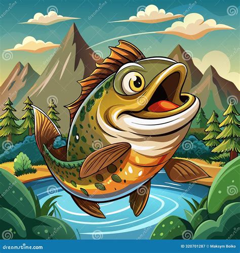 Brook Trout Fish Cheating Smiles Lake Vector Stock Vector