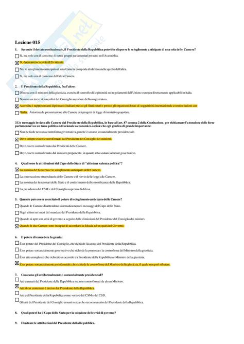 Paniere Istituzioni Di Diritto Pubblico Risposte Multiple