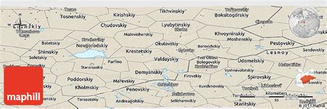 Shaded Relief Panoramic Map of Novgorod Oblast