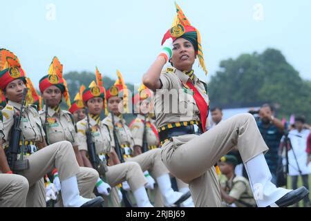 Soldiers of different platoons at the 77th Independence Day parade at ...