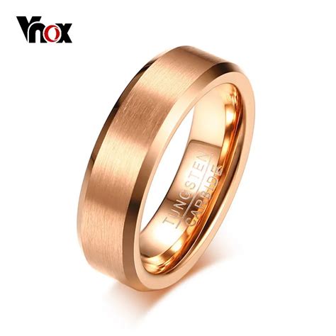 Vnox Einfache M Nner Ring Wolfram Hochzeit Band Rose Gold Farbe Matt