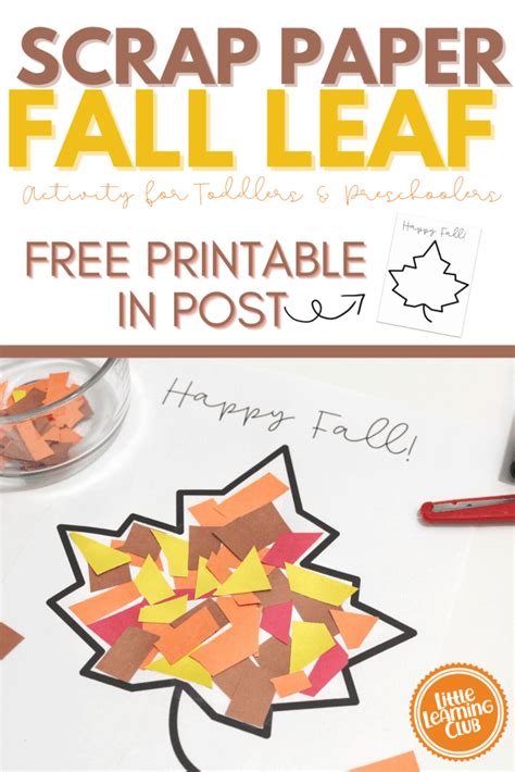 Scrap Paper Fall Leaf (Free Printable) - Little Learning Club