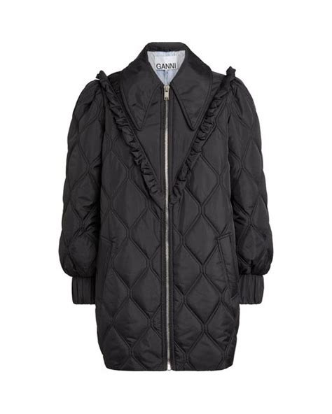 Ganni Synthetic Quilted Ripstop Jacket In Black Lyst