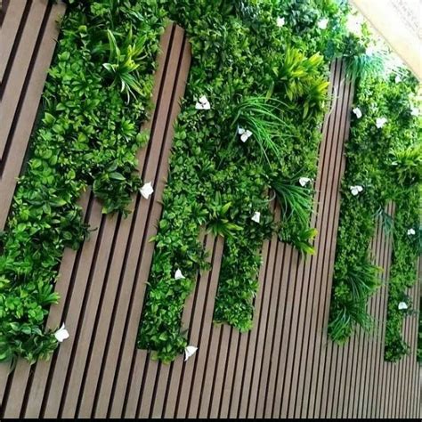 An Outdoor Wall With Plants Growing On It